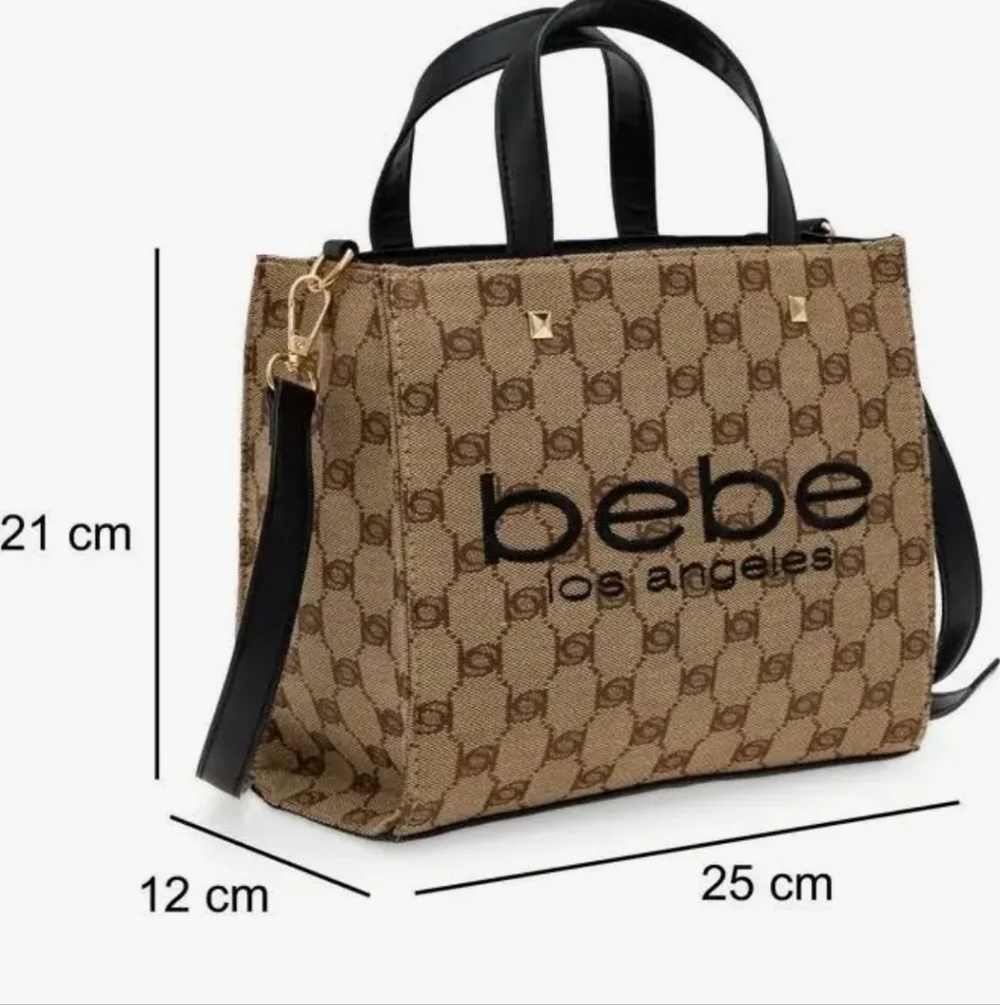 Bebe Signature Beige and Black Tote 8x7x3 - Picture 2 of 5